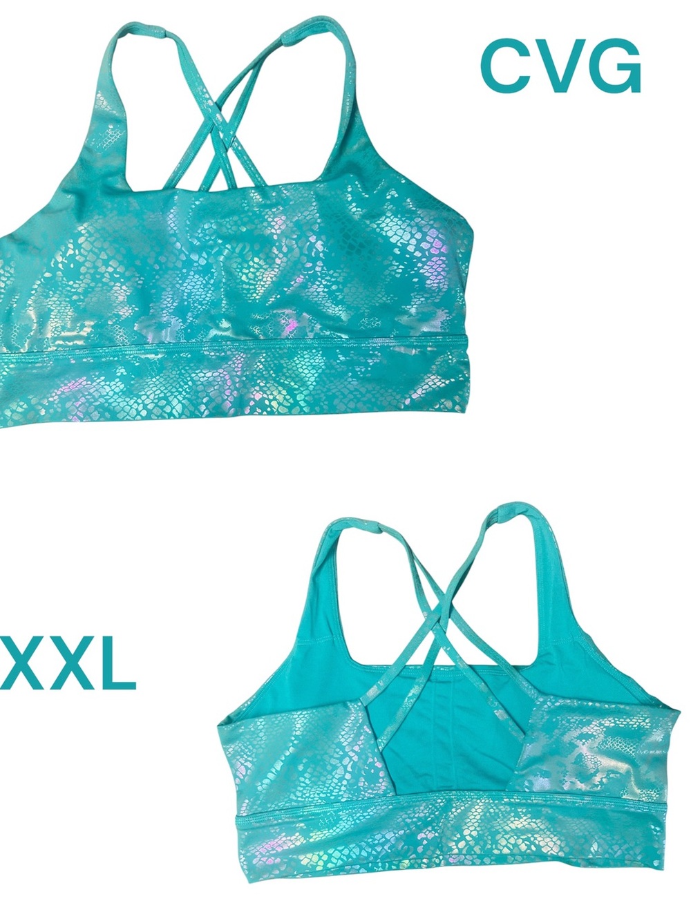 Constantly Varied Gear Teal Iridescent Snake-Print Sports Bra xxl